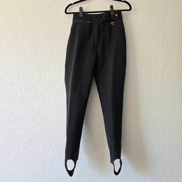 Obermeyer Sport 10R Black Vintage Ski Pants with Stirrup Wool Blend - Picture 1 of 10